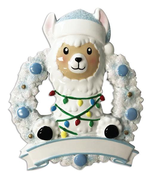 Llama in wreath Christmas Ornament