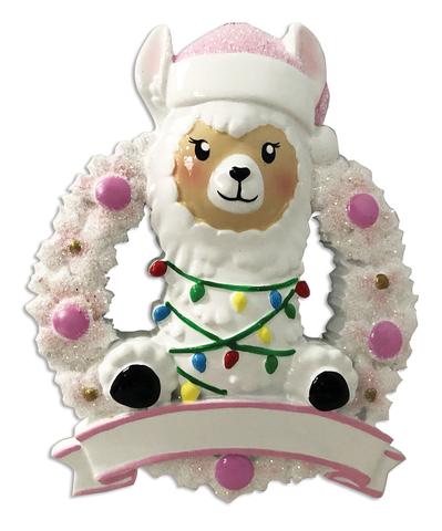 Llama in wreath Christmas Ornament