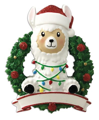 Llama in wreath Christmas Ornament