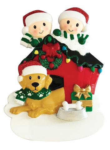 Family with dog Christmas Ornament