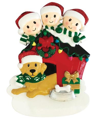 Family with dog Christmas Ornament