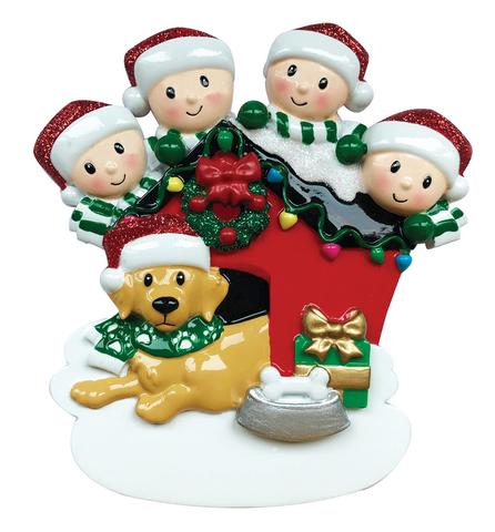 Family with dog Christmas Ornament