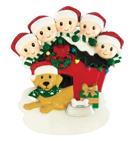 Family with dog Christmas Ornament