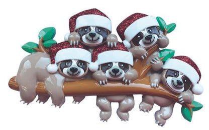 Sloth Family Christmas Ornament