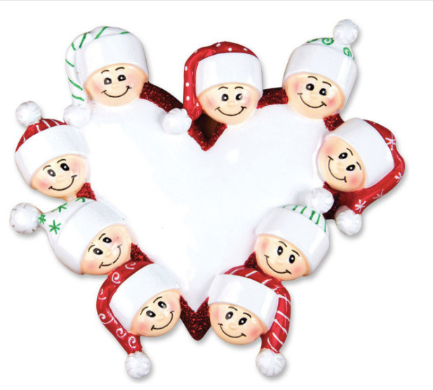 Heart w/ Faces Christmas Ornament