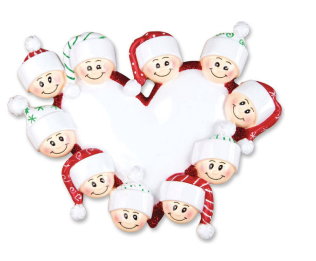 Heart w/ Faces Christmas Ornament