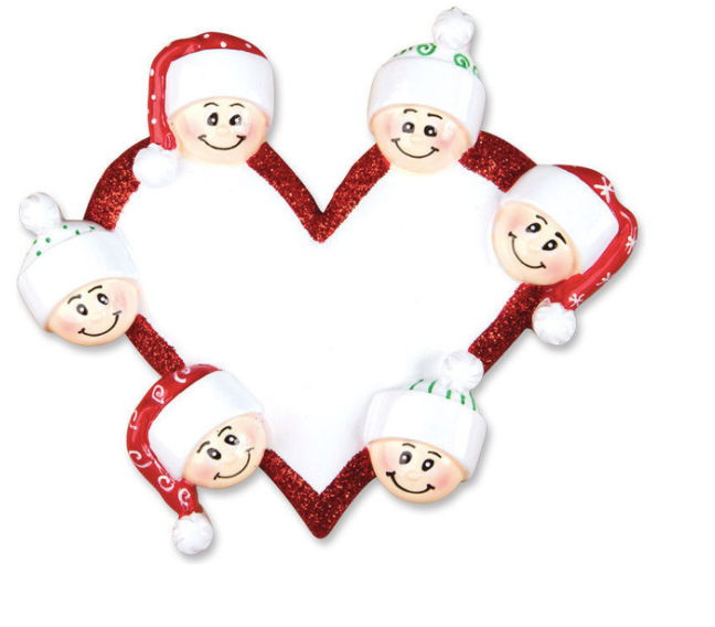 Heart w/ Faces Christmas Ornament