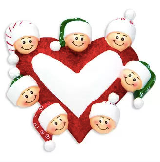 Heart w/ Faces Christmas Ornament