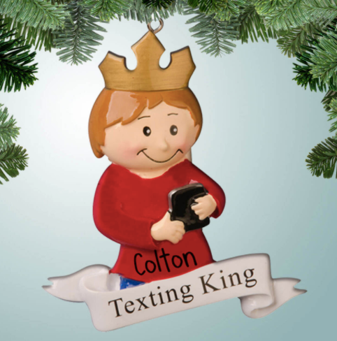 Texting King Christmas Ornament