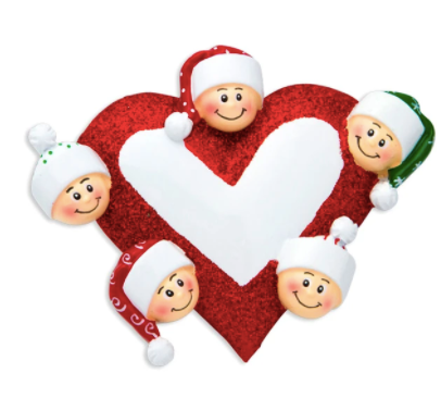 Heart w/ Faces Christmas Ornament