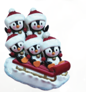 Penguin Family on Sled