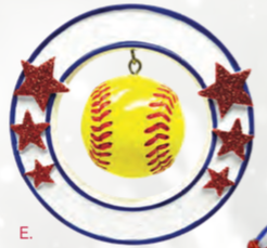 Softball Christmas Ornament