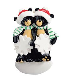 Black Bear Couple Christmas Ornament