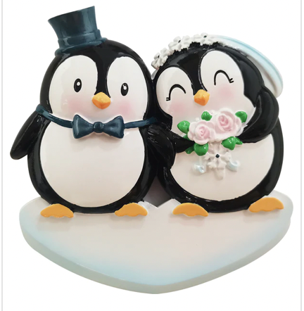 Penguin Wedding Couple Christmas Ornament