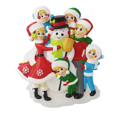 Snowman Building Family Christmas Ornament