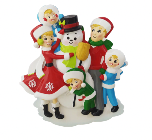 Snowman Building Family Christmas Ornament