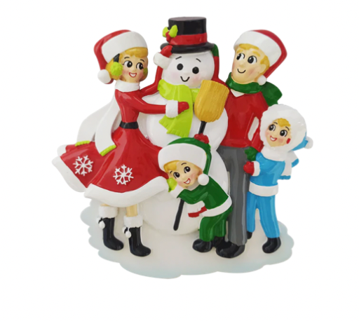 Snowman Building Family Christmas Ornament