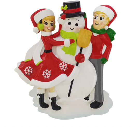 Snowman Building Family Christmas Ornament