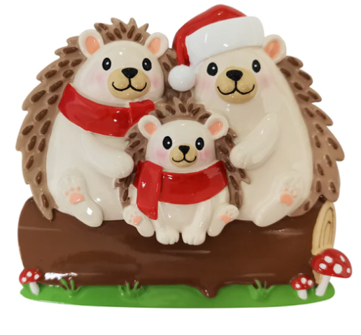 Hedgehog Family Christmas Ornament