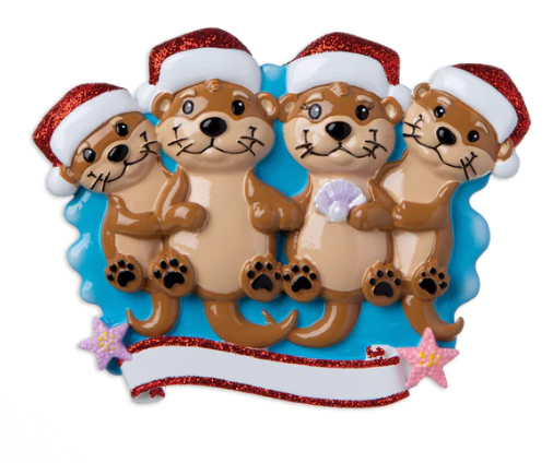 Otter Family Christmas Ornament