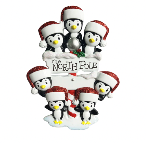 North Pole Penguin Family Christmas Ornament