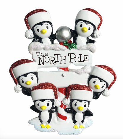 North Pole Penguin Family Christmas Ornament