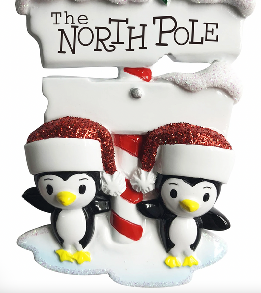 North Pole Penguin Family Christmas Ornament