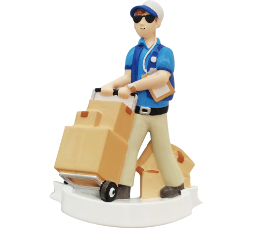 Online Delivery Guy with boxes  Christmas Ornament