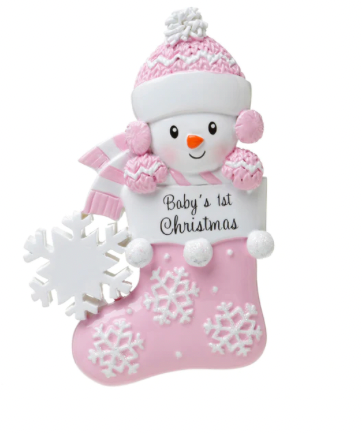 Baby'S 1ST  Baby snowman in stocking Christmas Ornament