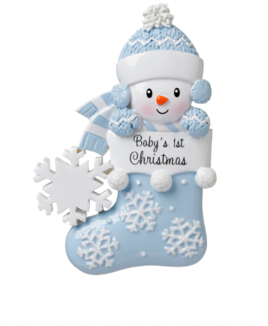 Baby'S 1ST  Baby snowman in stocking Christmas Ornament