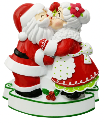 Mr. & Mrs. Clause Kissing Christmas Ornament