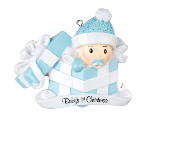 Baby's 1st- Baby in Present Christmas Ornament