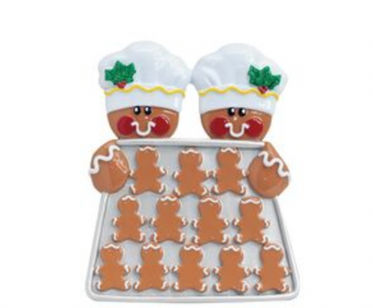 Table Top GINGERBREAD BAKER COUPLE  holds 14 names