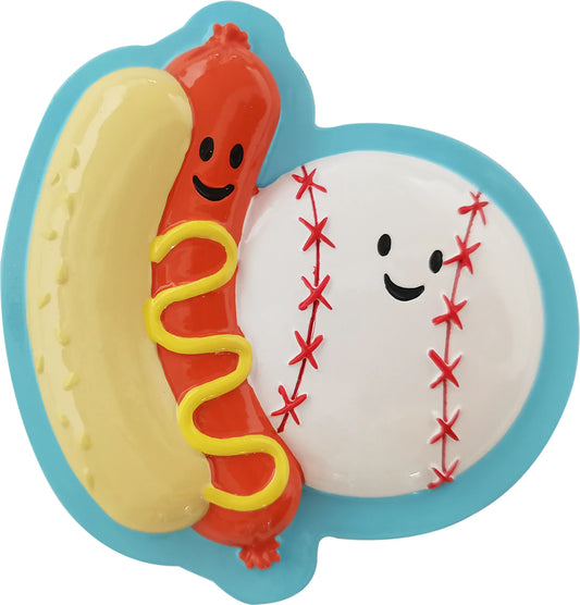 Baseball With hotdog Christmas Ornament