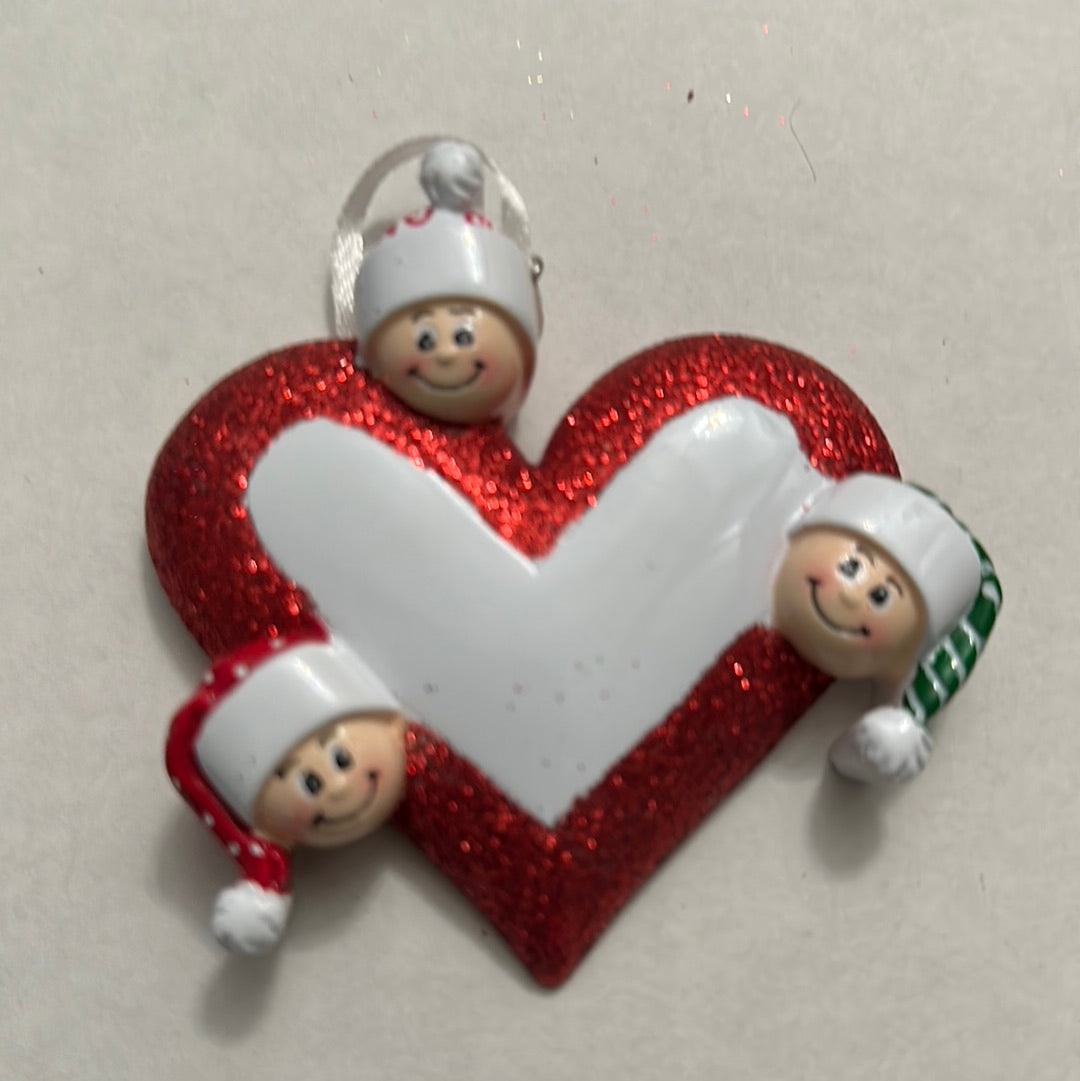 Heart w/ Faces Christmas Ornament